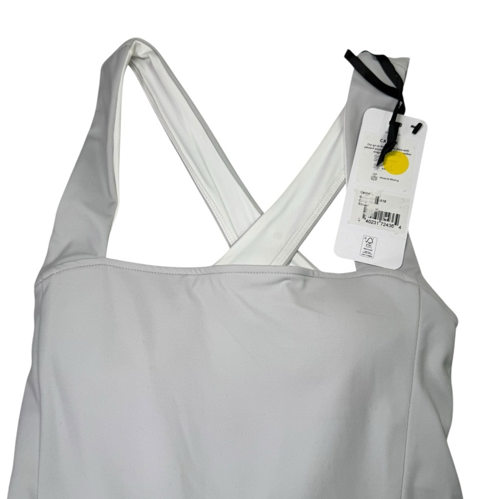 NWT Varley Carina Pleated Tennis Dress Size S Light Grey Cross Back Skort - Picture 5 of 9